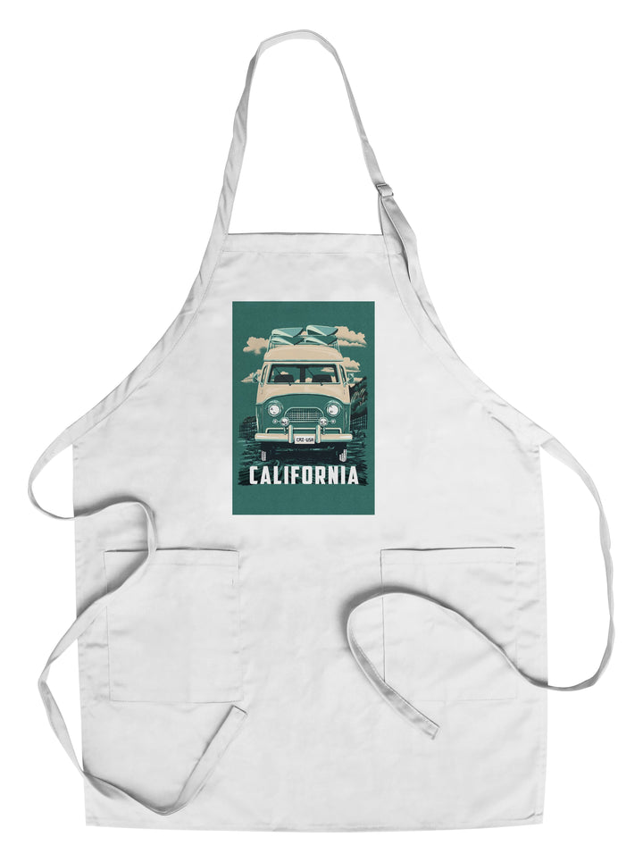 California, Letterpress, Camper Van, Contour, Lantern Press Artwork Kitchen Lantern Press Chef's Apron 