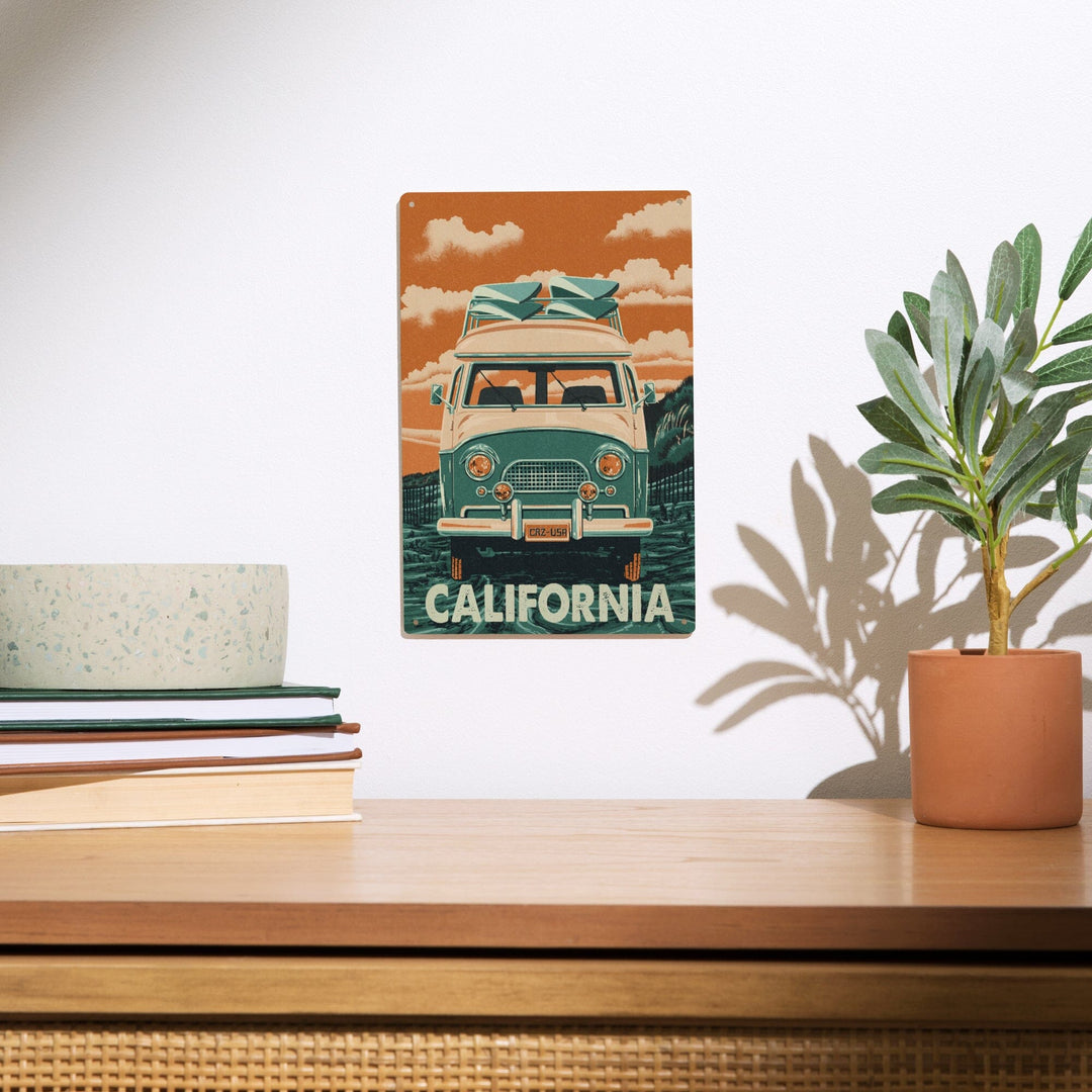 California, Letterpress, Camper Van, Lantern Press Artwork, Wood Signs and Postcards Wood Lantern Press 