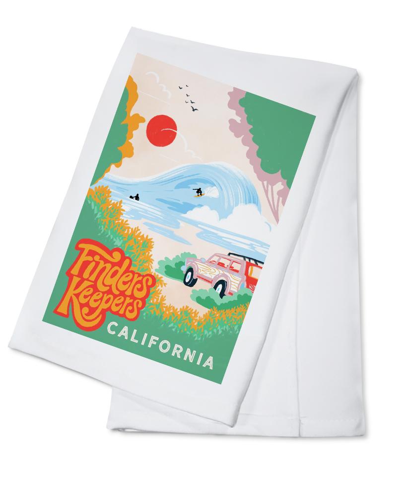 California, Secret Surf Spot Collection, Surf Scene at the Beach, Finders Keepers, Towels and Aprons Kitchen Lantern Press 