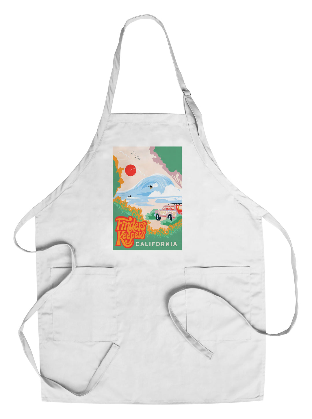 California, Secret Surf Spot Collection, Surf Scene at the Beach, Finders Keepers, Towels and Aprons Kitchen Lantern Press Chef's Apron 
