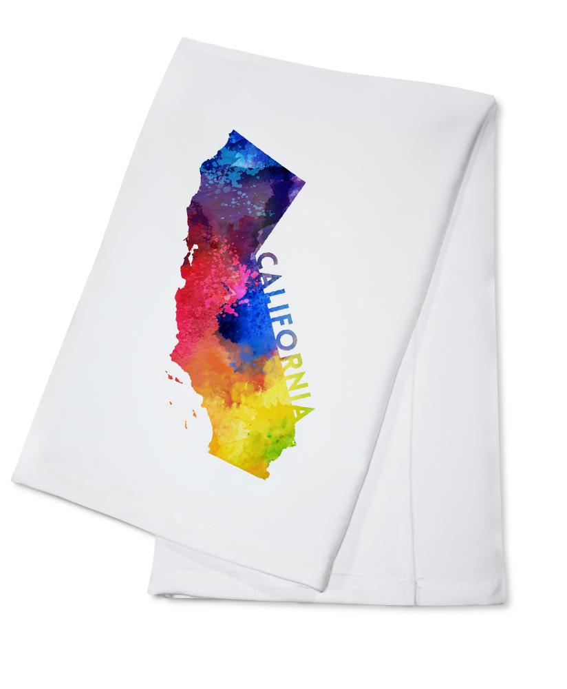 California, State Abstract, Watercolor, Contour, Lantern Press Artwork, Towels and Aprons Kitchen Lantern Press Cotton Towel 