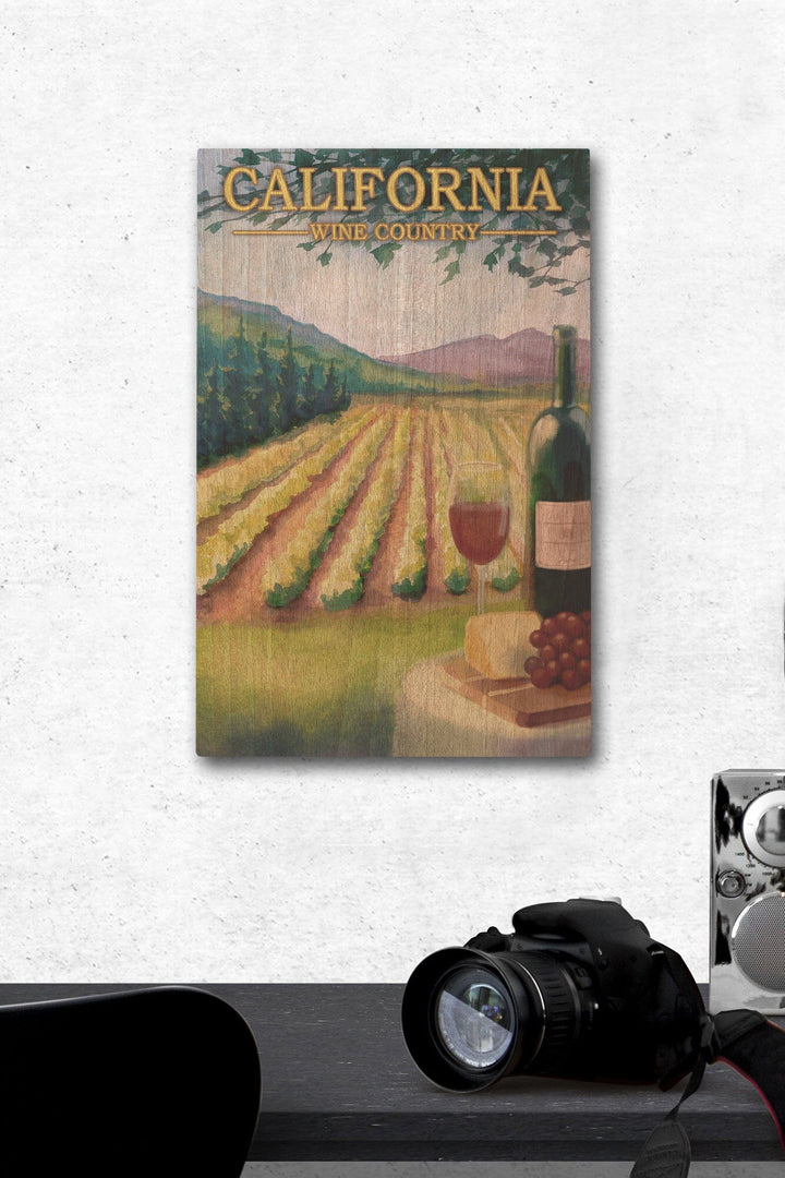 California, Wine Country, Lantern Press Artwork, Wood Signs and Postcards Wood Lantern Press 12 x 18 Wood Gallery Print 