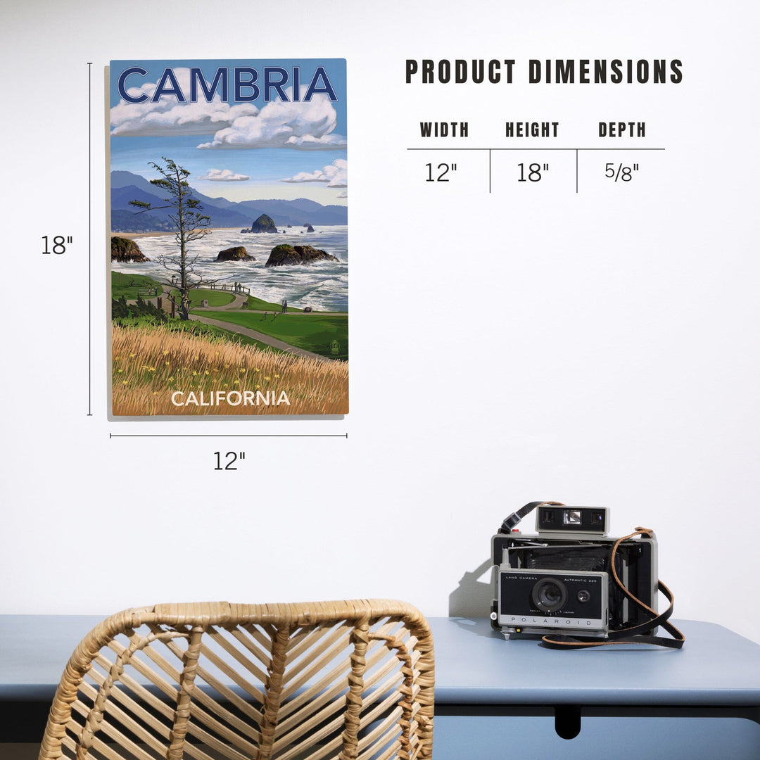 Cambria, California, Rocky Coastline, Lantern Press Artwork, Wood Signs and Postcards Wood Lantern Press 