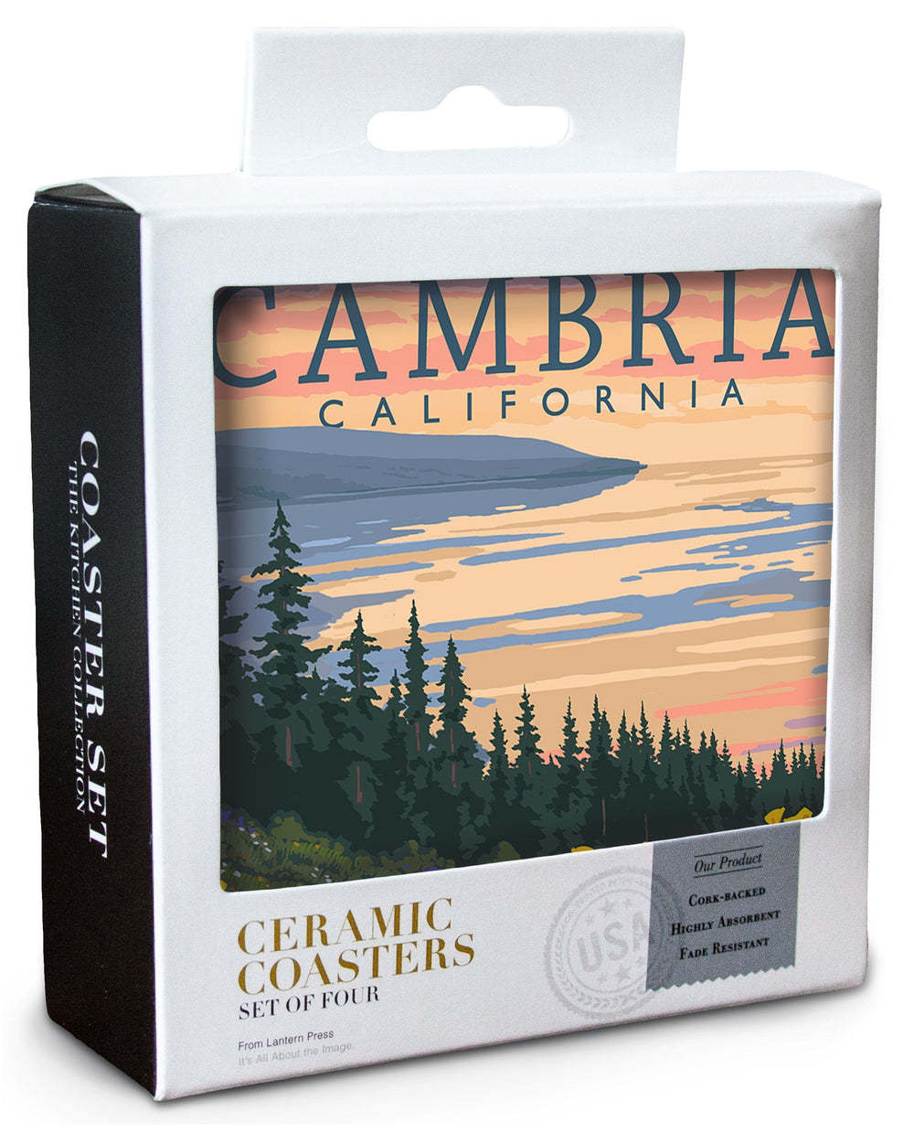Cambria, California, Spring Flowers, Poppies, Lantern Press Artwork, Coaster Set Coasters Lantern Press 