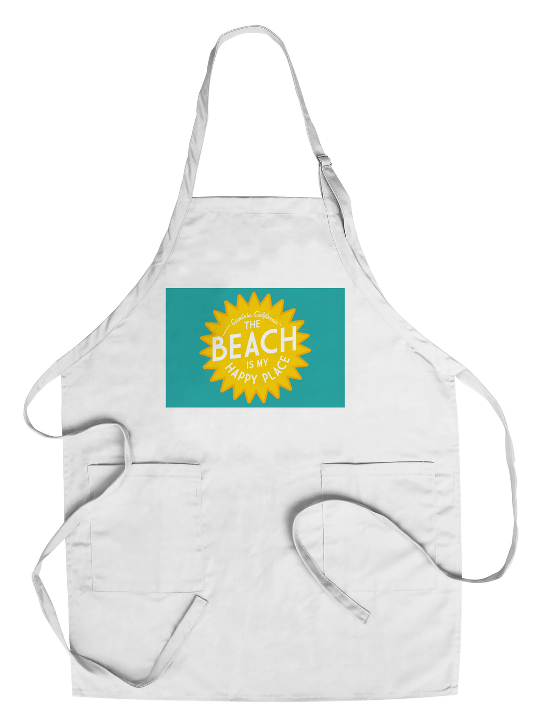 Cambria, California, The Beach is My Happy Place, Contour, Lantern Press Artwork Kitchen Lantern Press Chef's Apron 
