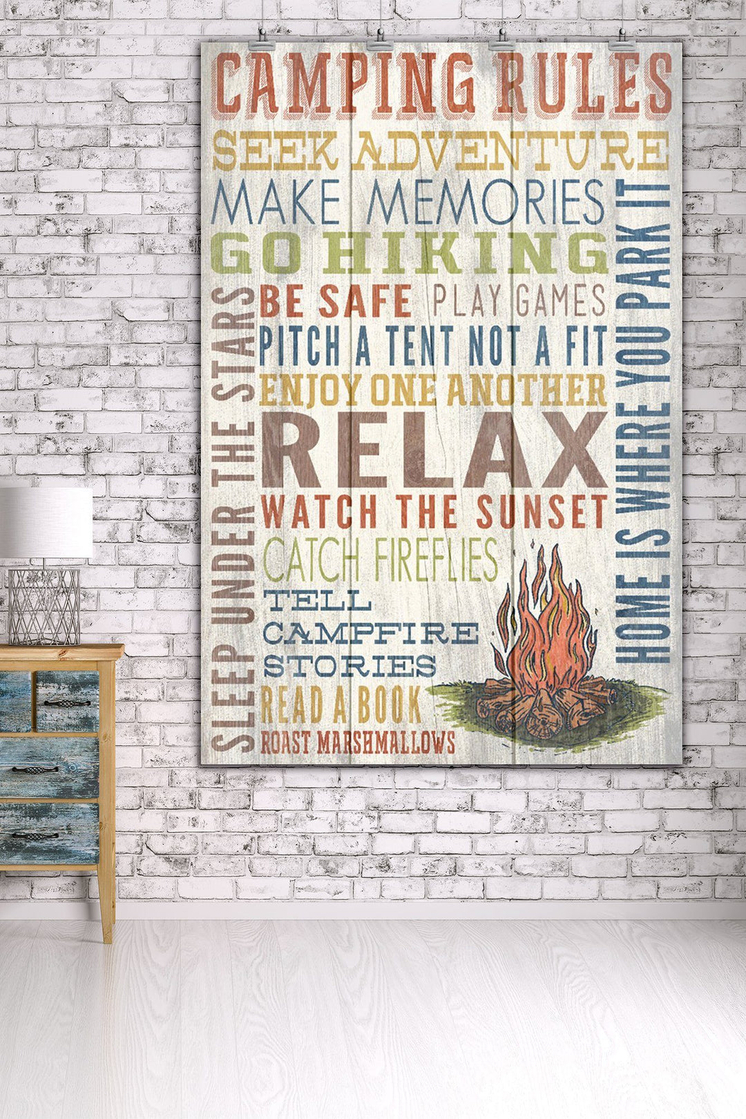 Camping Rules, Home Is Where You Park It, Rustic Typography, Lantern Press Artwork, Art Prints and Metal Signs Art Lantern Press 