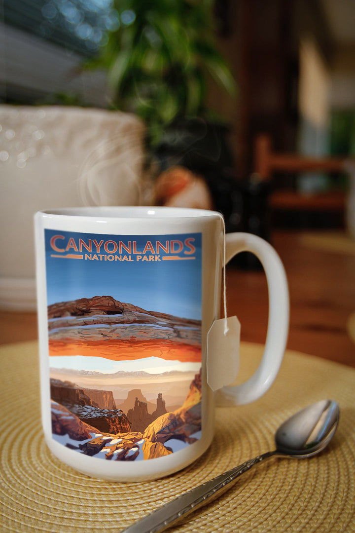 Canyonlands National Park, Utah, Arch, Painterly Series, Lantern Press Artwork, Ceramic Mug Lifestyle-Mug Lantern Press 