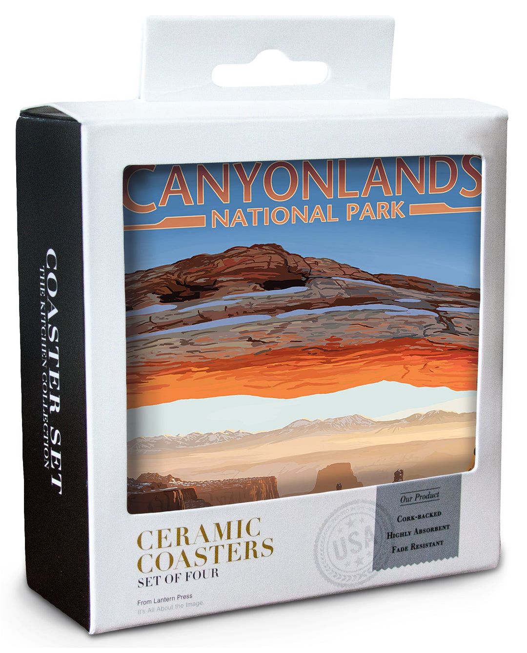 Canyonlands National Park, Utah, Arch, Painterly Series, Lantern Press Artwork, Coaster Set Coasters Lantern Press 