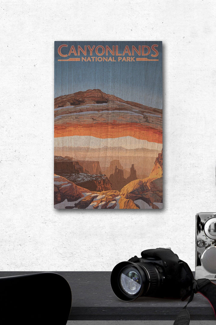 Canyonlands National Park, Utah, Arch, Painterly Series, Lantern Press Artwork, Wood Signs and Postcards Wood Lantern Press 12 x 18 Wood Gallery Print 