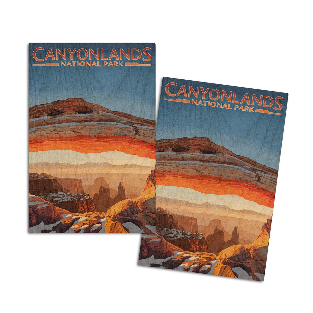 Canyonlands National Park, Utah, Arch, Painterly Series, Lantern Press Artwork, Wood Signs and Postcards Wood Lantern Press 4x6 Wood Postcard Set 
