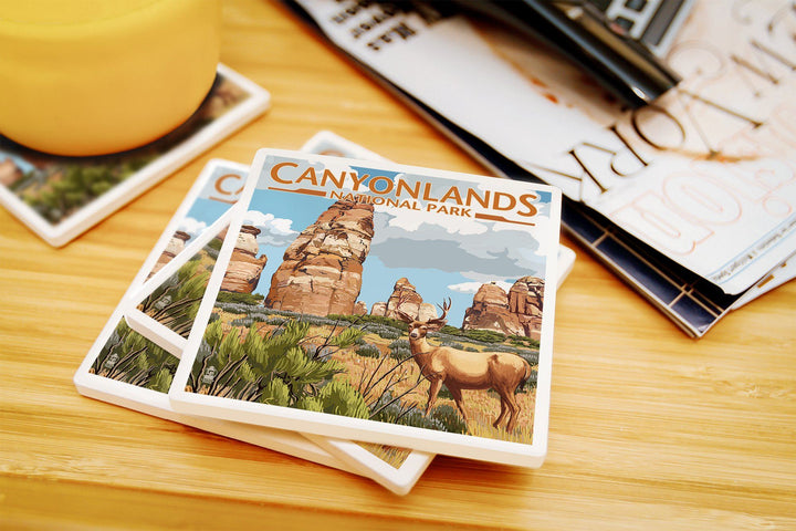 Canyonlands National Park, Utah, Chesler & Deer, Lantern Press Artwork, Coaster Set Coasters Lantern Press 
