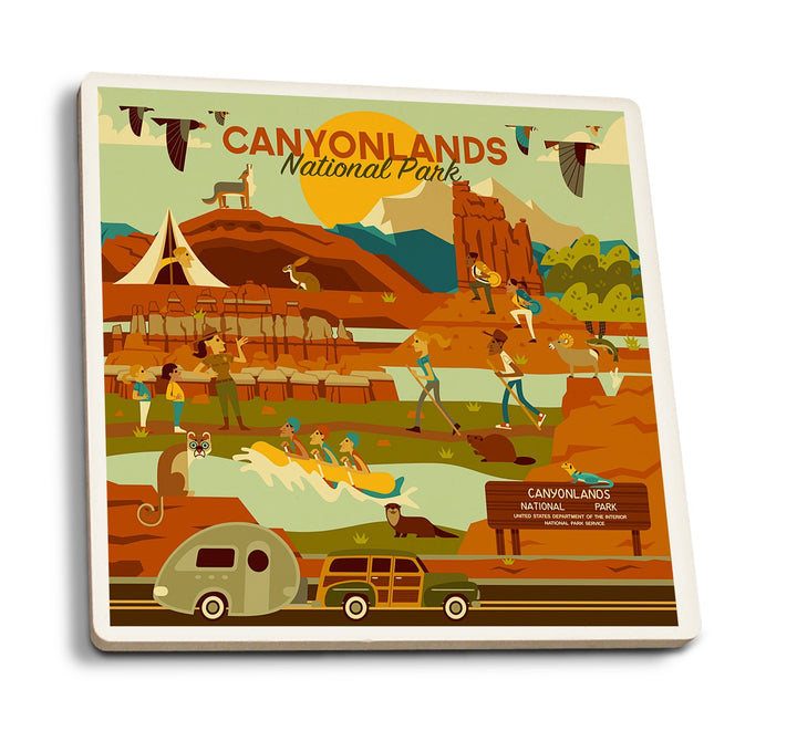 Canyonlands National Park, Utah, Geometric National Park Series, Lantern Press Artwork, Coaster Set Coasters Lantern Press 