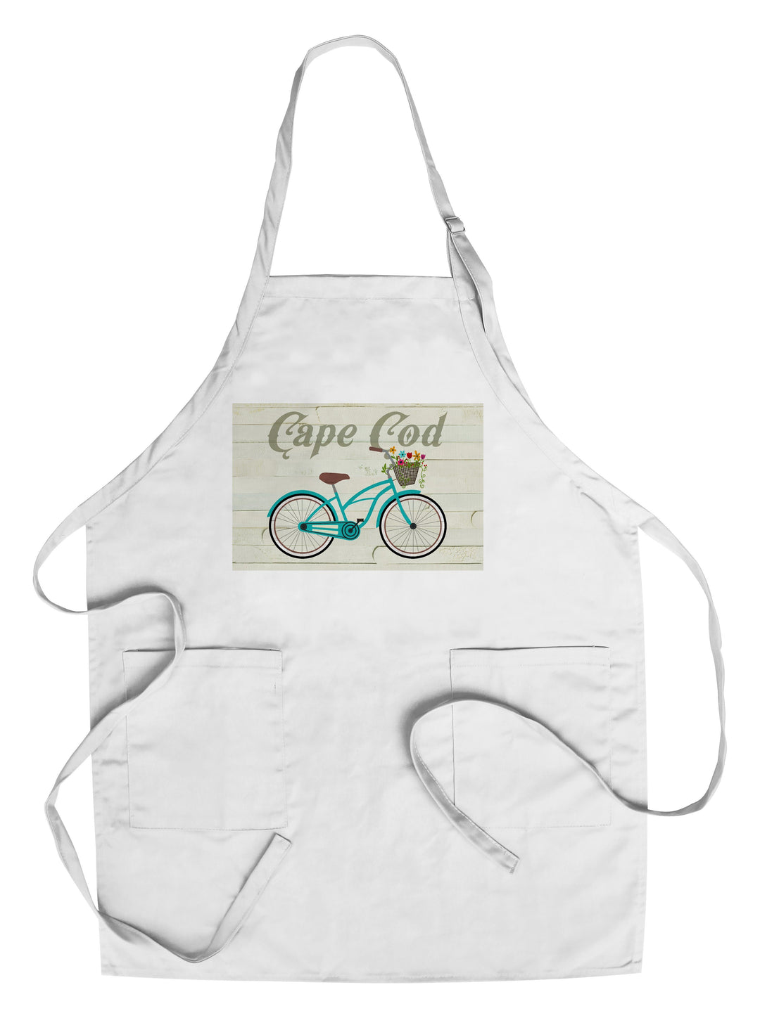 Cape Cod, Massachusetts, Beach Cruiser & Basket, Lantern Press Artwork, Towels and Aprons Kitchen Lantern Press Chef's Apron 