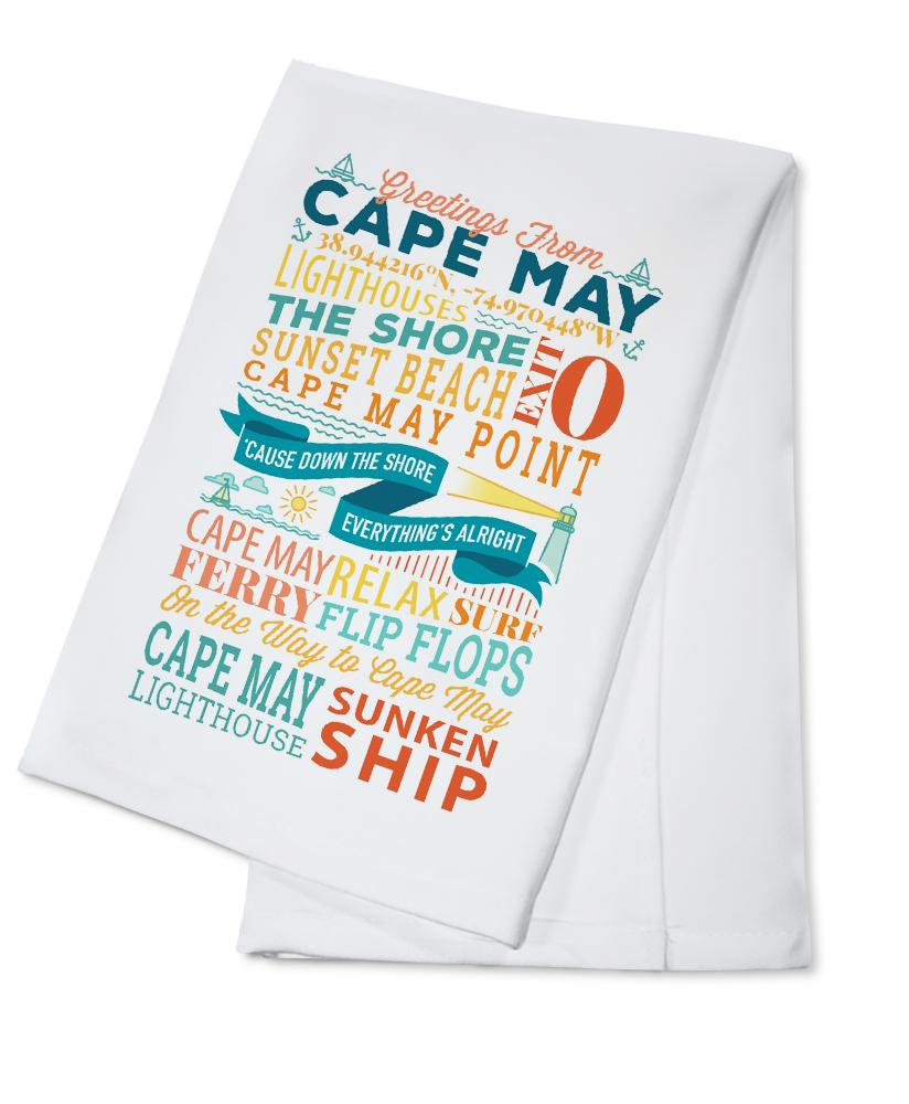 Cape May, New Jersey, Sunset Beach, New Typography, Lantern Press Artwork, Towels and Aprons Kitchen Lantern Press 