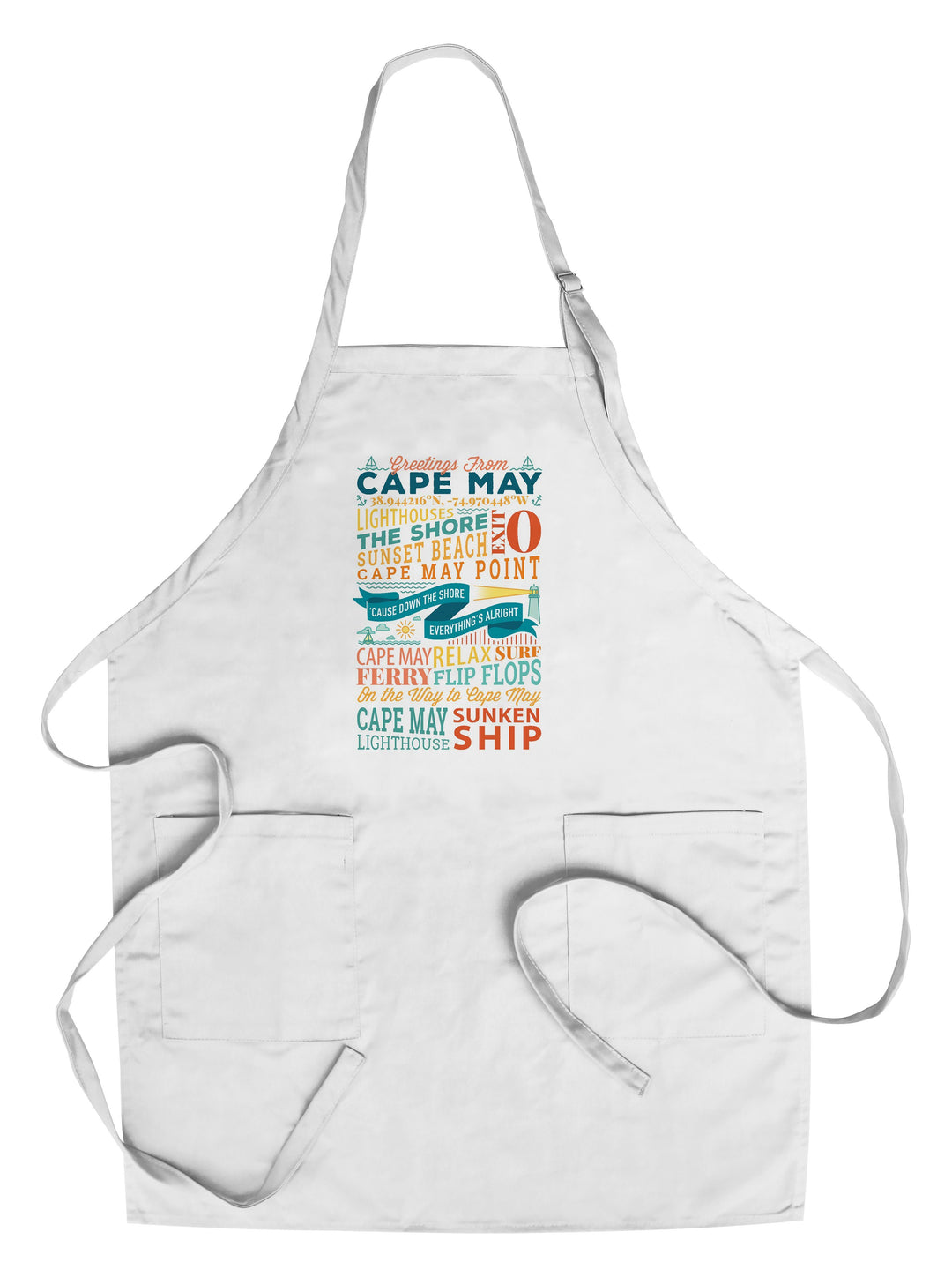 Cape May, New Jersey, Sunset Beach, New Typography, Lantern Press Artwork, Towels and Aprons Kitchen Lantern Press Chef's Apron 