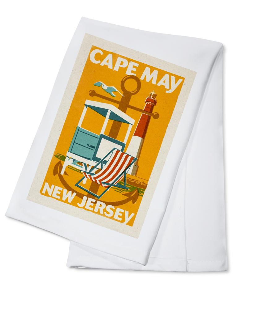 Cape May, New Jersey, Woodblock Series, Lantern Press Artwork, Towels and Aprons Kitchen Lantern Press 