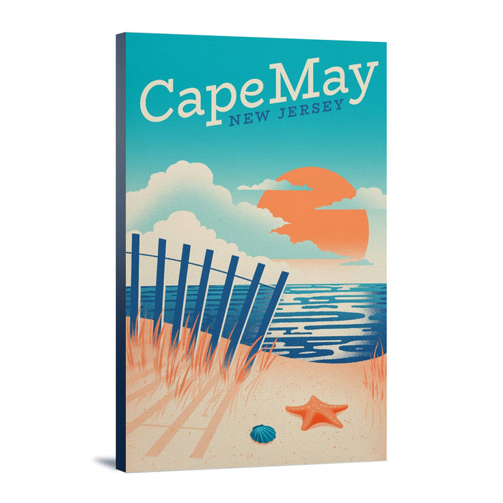 Cape May Point, New Jersey, Sun-faded Shoreline Collection, Glowing Shore, Beach Scene, Stretched Canvas Canvas Lantern Press 12x18 Stretched Canvas 