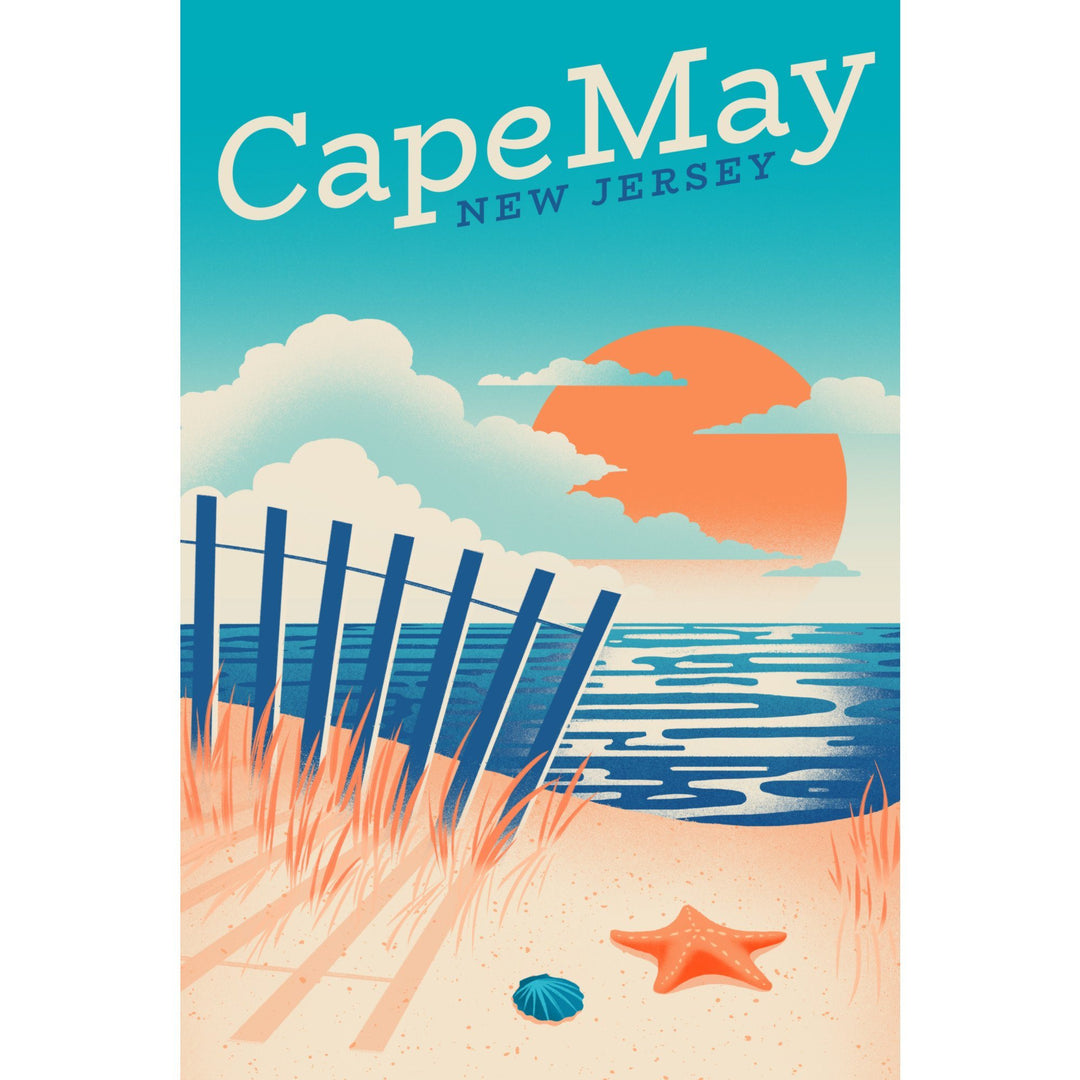 Cape May Point, New Jersey, Sun-faded Shoreline Collection, Glowing Shore, Beach Scene, Stretched Canvas Canvas Lantern Press 