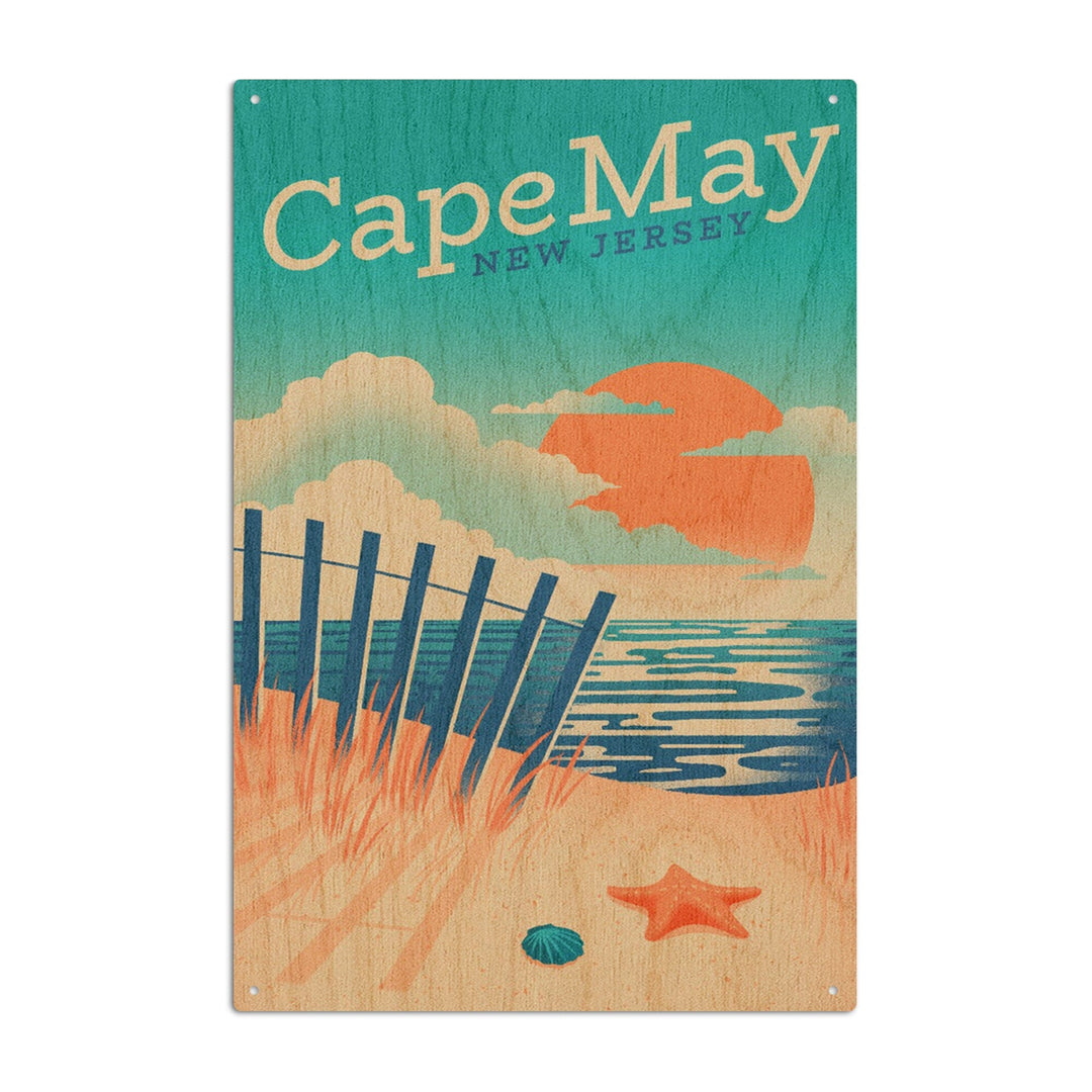 Cape May Point, New Jersey, Sun-faded Shoreline Collection, Glowing Shore, Beach Scene, Wood Signs and Postcards Wood Lantern Press 6x9 Wood Sign 