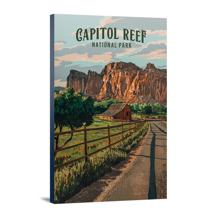 Capital Reef National Park, Utah, Painterly National Park Series, Stretched Canvas Canvas Lantern Press 12x18 Stretched Canvas 