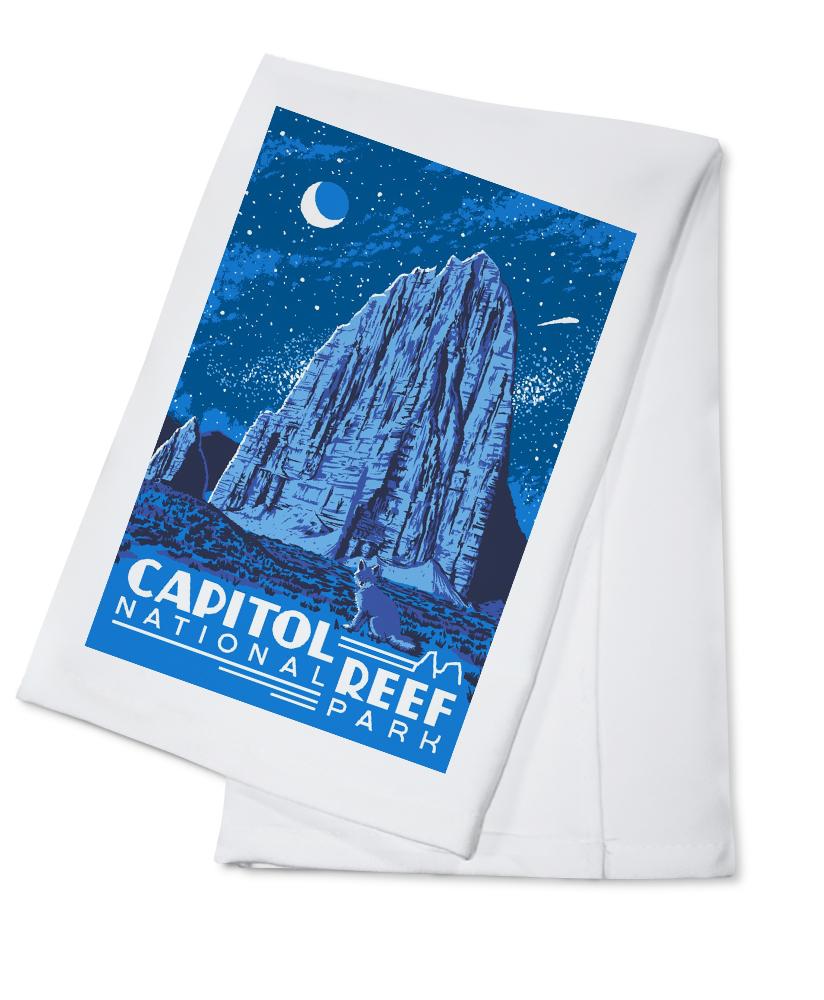 Capitol Reef National Park, Torrey, Utah, Explorer Series, Nighttime Scene, Lantern Press Artwork, Towels and Aprons Kitchen Lantern Press Cotton Towel 