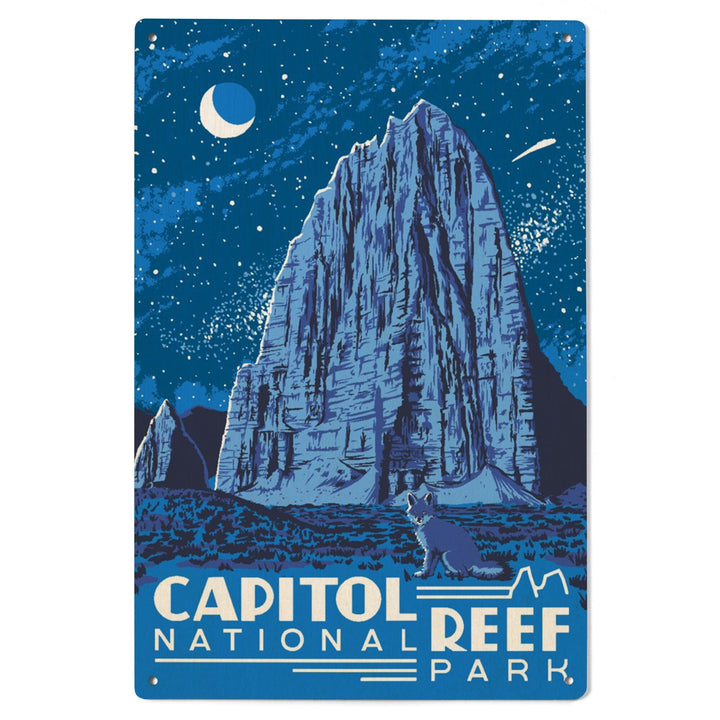 Capitol Reef National Park, Torrey, Utah, Explorer Series, Nighttime Scene, Lantern Press Artwork, Wood Signs and Postcards Wood Lantern Press 