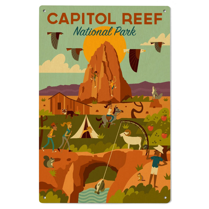 Capitol Reef National Park, Utah, Geometric National Park Series, Lantern Press Artwork, Wood Signs and Postcards Wood Lantern Press 