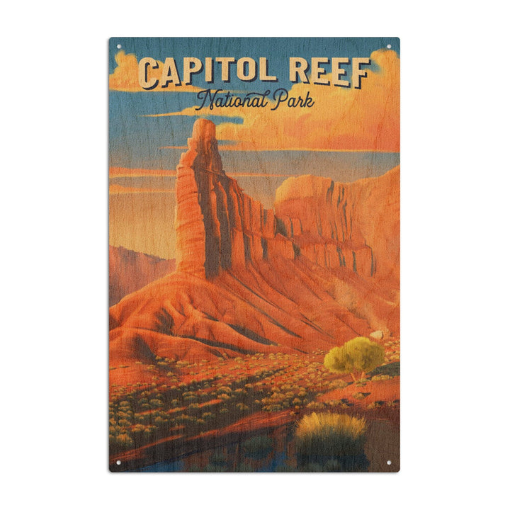 Capitol Reef National Park, Utah, Oil Painting, Lantern Press Artwork, Wood Signs and Postcards Wood Lantern Press 10 x 15 Wood Sign 