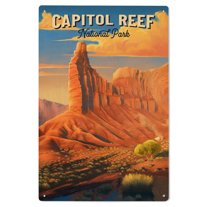 Capitol Reef National Park, Utah, Oil Painting, Lantern Press Artwork, Wood Signs and Postcards Wood Lantern Press 