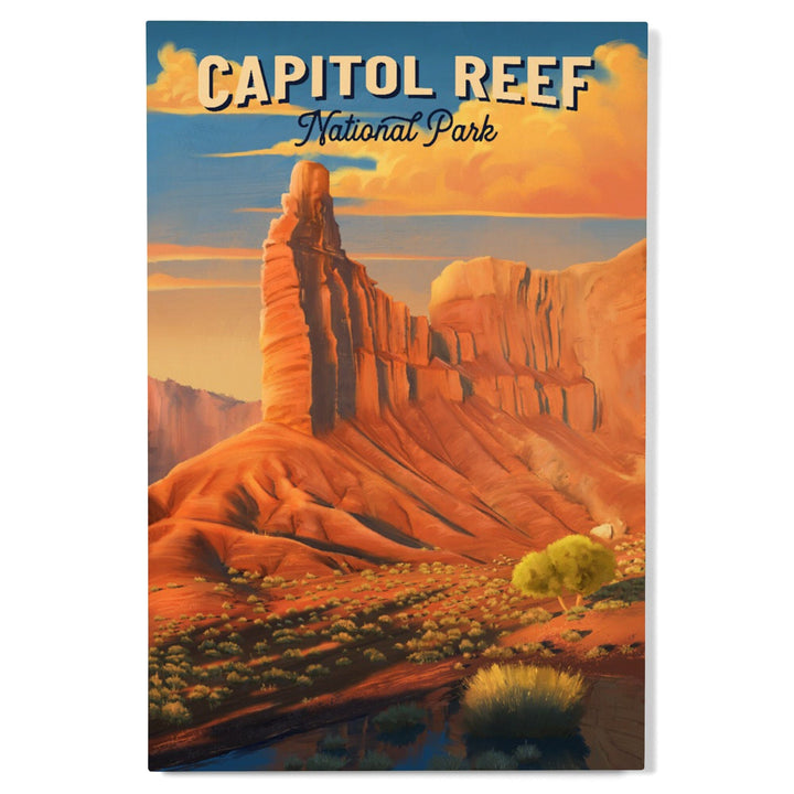 Capitol Reef National Park, Utah, Oil Painting, Lantern Press Artwork, Wood Signs and Postcards Wood Lantern Press 