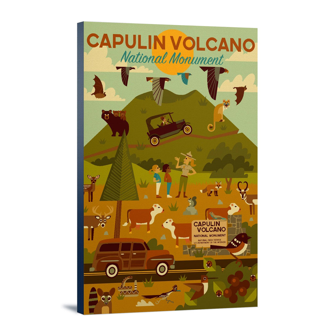 Capulin Volcano National Monument, New Mexico, Geometric, Lantern Press Artwork, Stretched Canvas Canvas Lantern Press 12x18 Stretched Canvas 