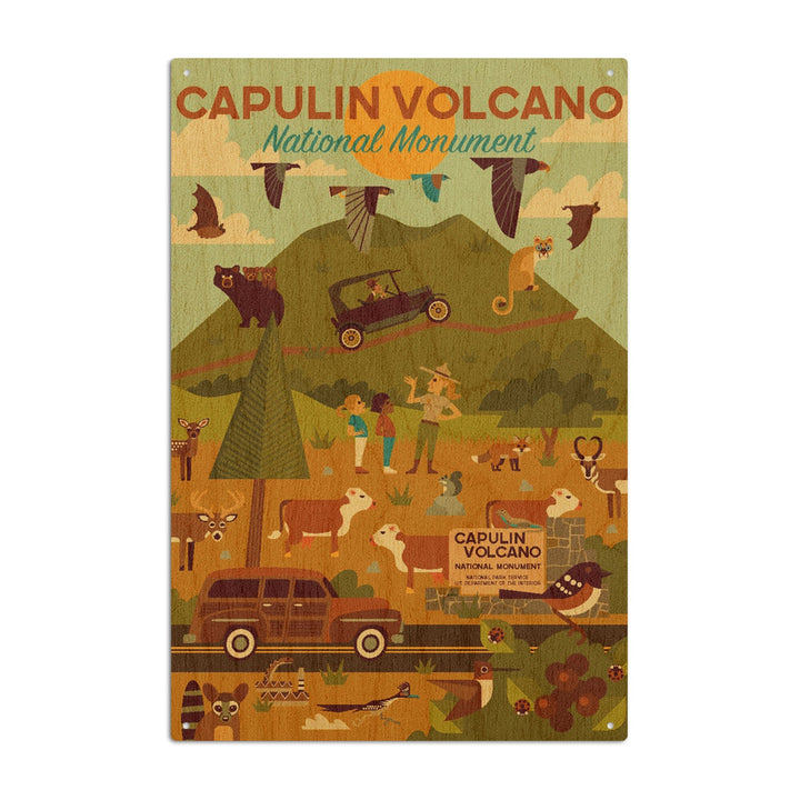 Capulin Volcano National Monument, New Mexico, Geometric, Lantern Press Artwork, Wood Signs and Postcards Wood Lantern Press 10 x 15 Wood Sign 