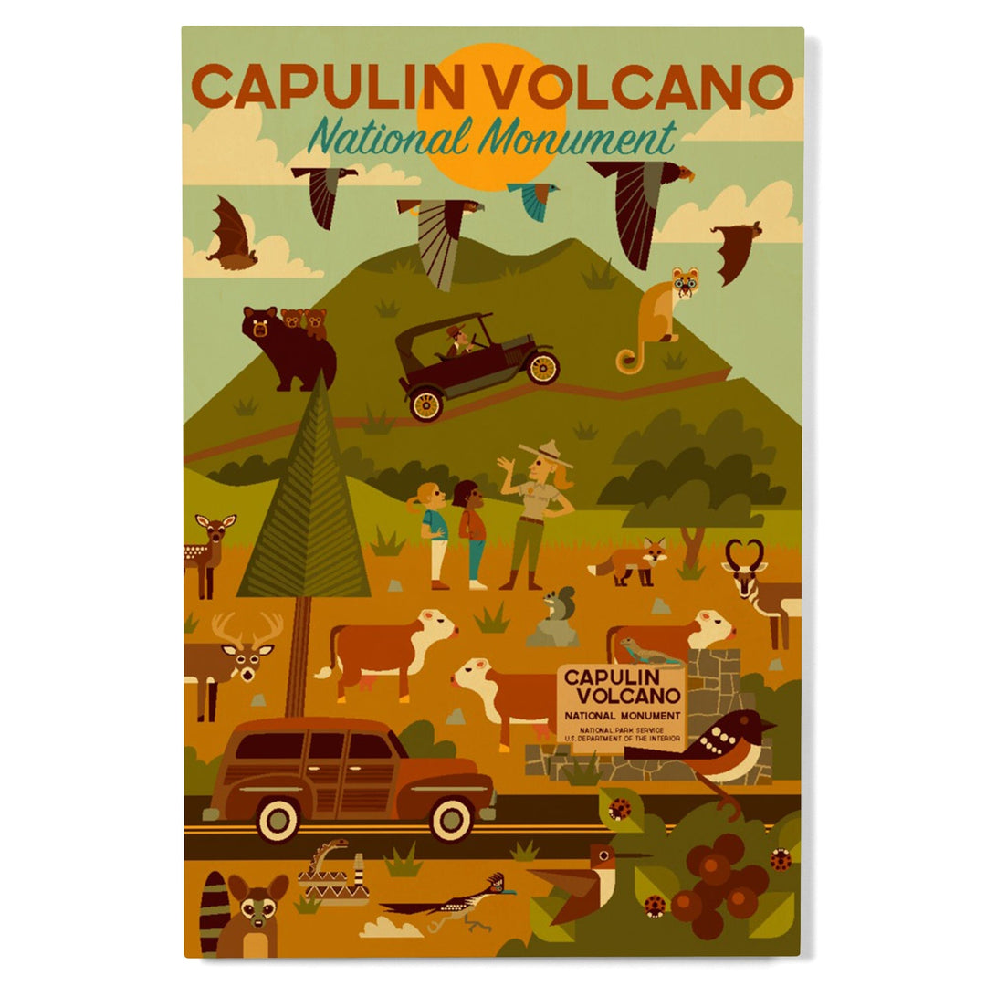 Capulin Volcano National Monument, New Mexico, Geometric, Lantern Press Artwork, Wood Signs and Postcards Wood Lantern Press 