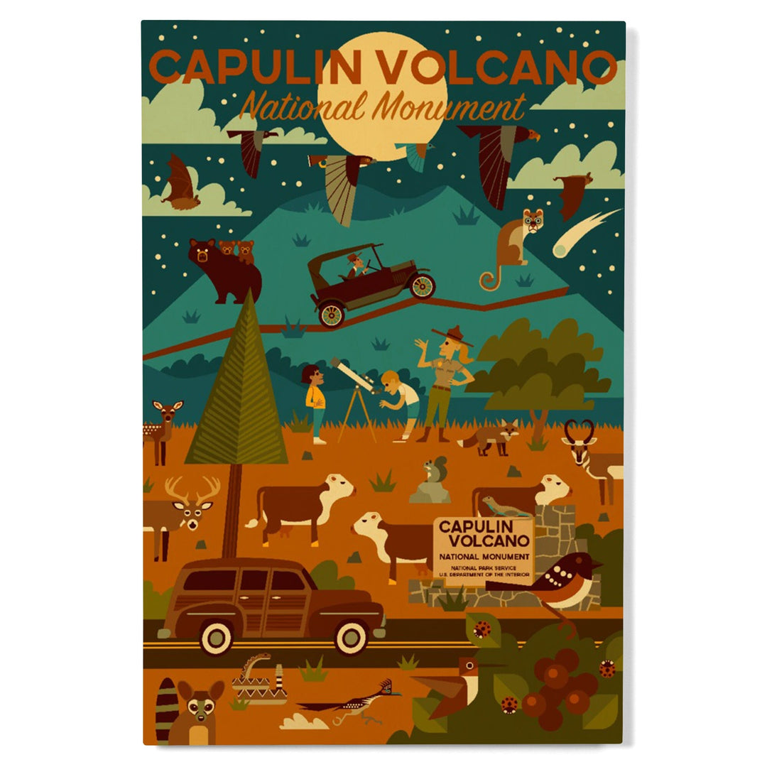 Capulin Volcano National Monument, New Mexico, Night, Geometric, Lantern Press Artwork, Wood Signs and Postcards Wood Lantern Press 