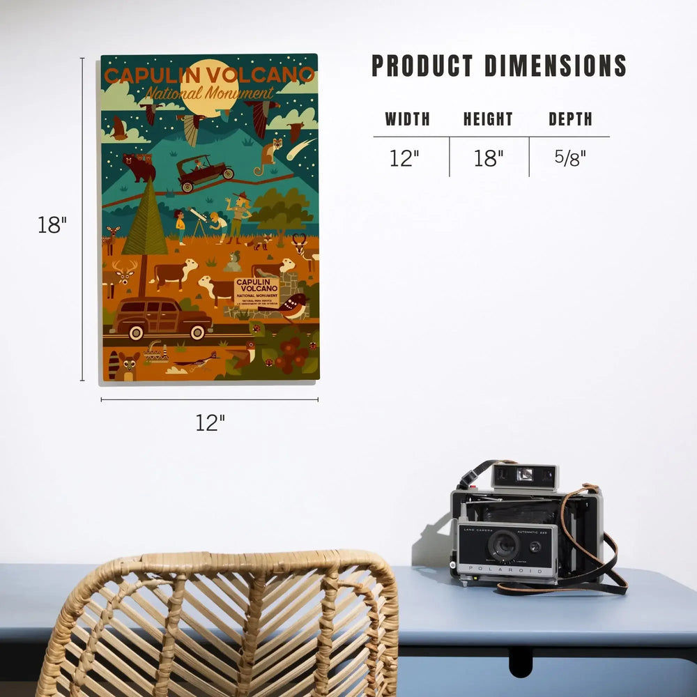 Capulin Volcano National Monument, New Mexico, Night, Geometric, Lantern Press Artwork, Wood Signs and Postcards - Lantern Press