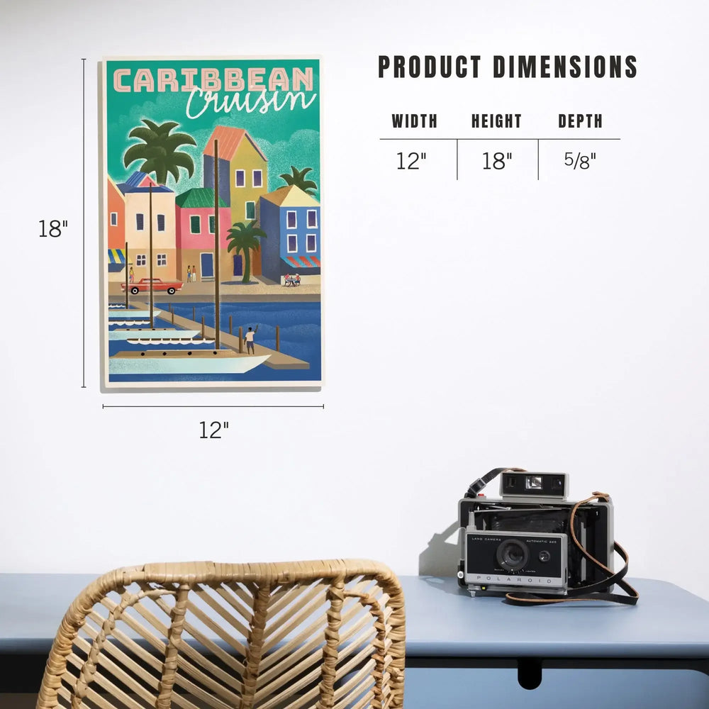 Caribbean Cruisin, Waterside Dock, Lithograph, Lantern Press Artwork, Wood Signs and Postcards - Lantern Press
