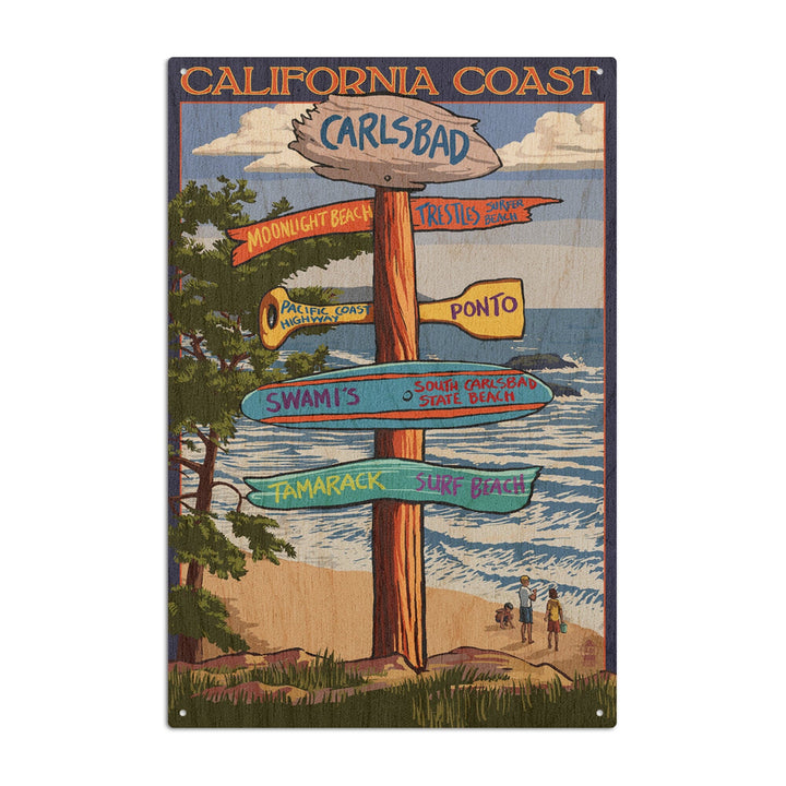 Carlsbad, California, Destinations Sign, Lantern Press Artwork, Wood Signs and Postcards Wood Lantern Press 10 x 15 Wood Sign 