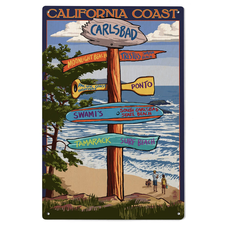 Carlsbad, California, Destinations Sign, Lantern Press Artwork, Wood Signs and Postcards Wood Lantern Press 