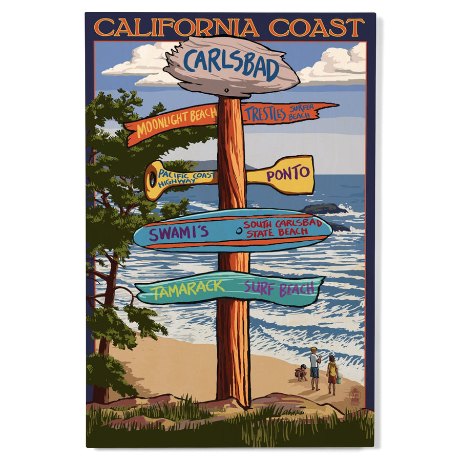Carlsbad, California, Destinations Sign, Lantern Press Artwork, Wood Signs and Postcards Wood Lantern Press 