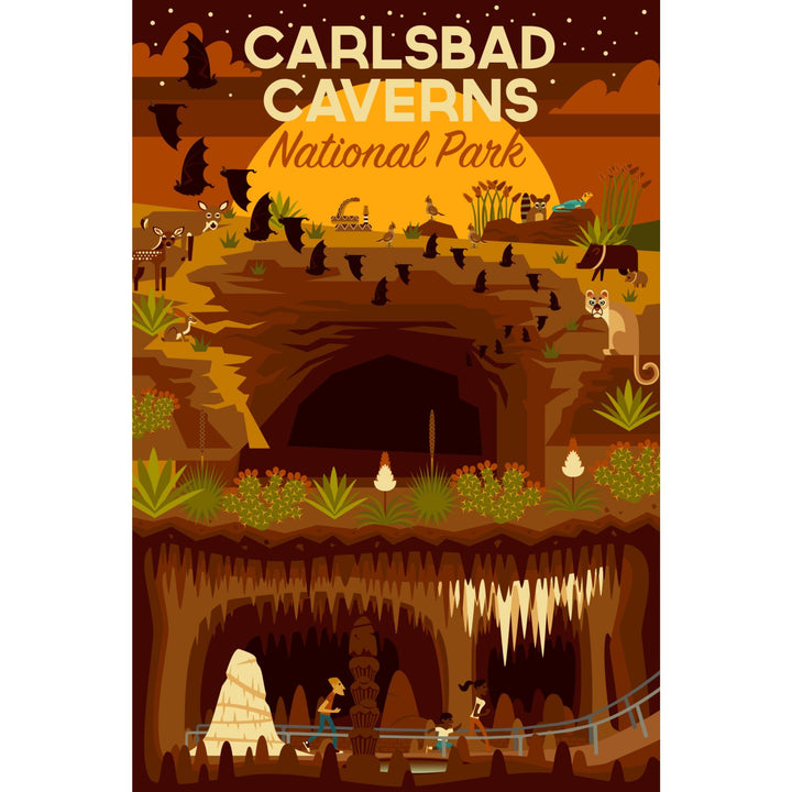 Carlsbad Caverns National Park, New Mexico, Geometric National Park Series, Lantern Press Artwork, Stretched Canvas Canvas Lantern Press 