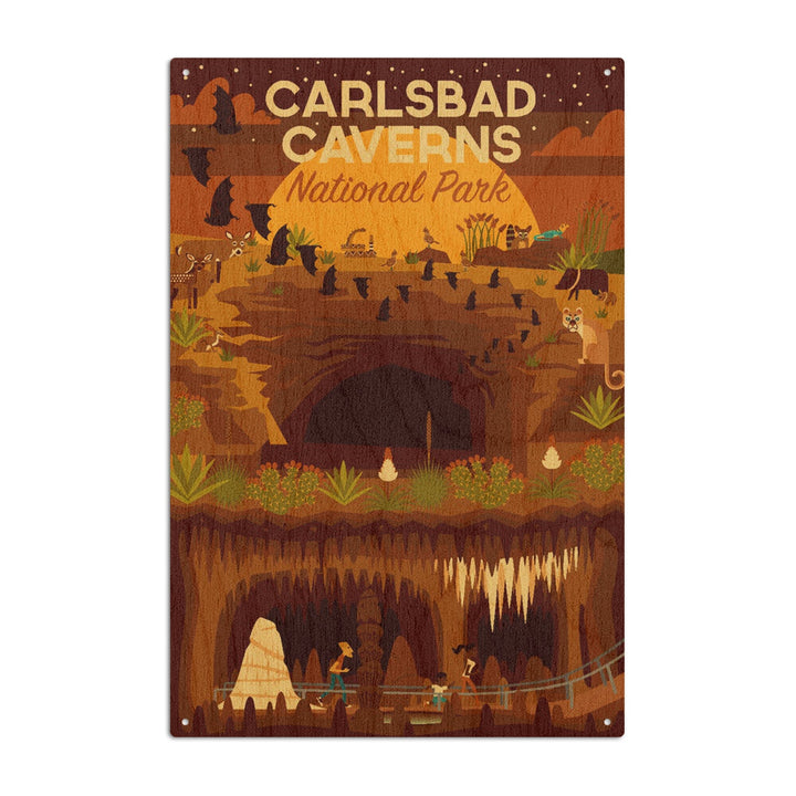 Carlsbad Caverns National Park, New Mexico, Geometric National Park Series, Lantern Press Artwork, Wood Signs and Postcards Wood Lantern Press 10 x 15 Wood Sign 