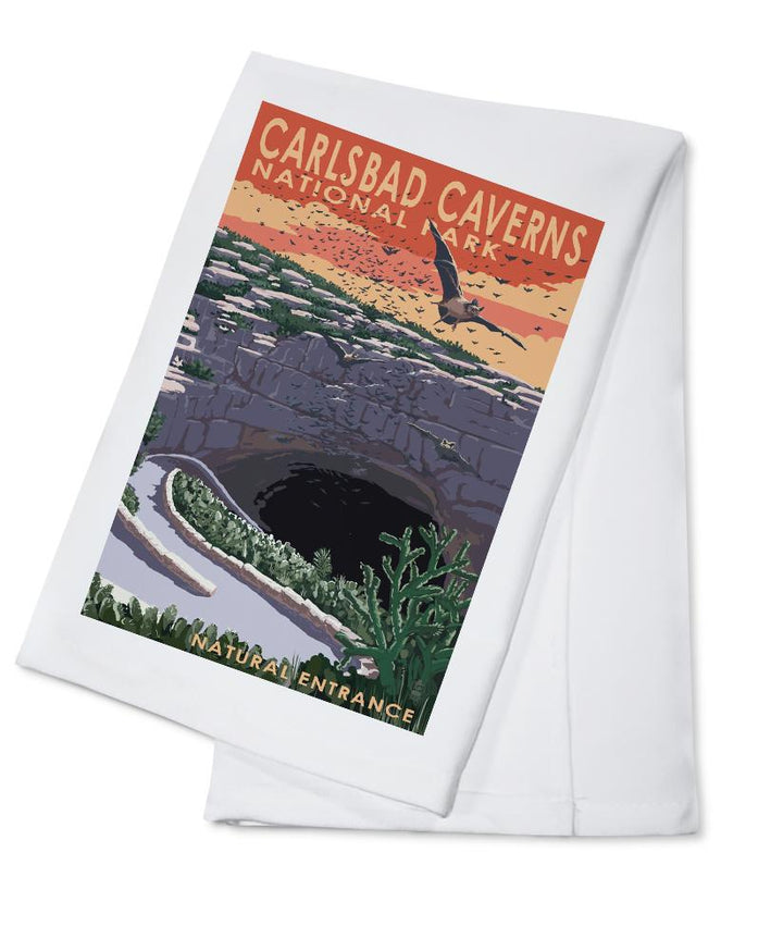 Carlsbad Caverns National Park, New Mexico, Natural Entrance, Painterly Series, Lantern Press Artwork, Towels and Aprons Kitchen Lantern Press Cotton Towel 