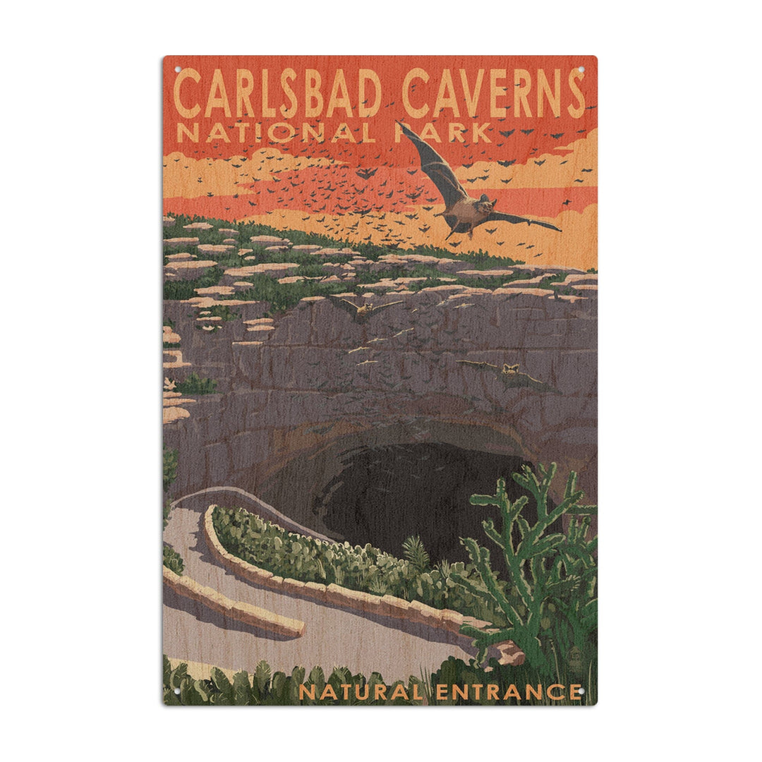 Carlsbad Caverns National Park, New Mexico, Natural Entrance, Painterly Series, Lantern Press Artwork, Wood Signs and Postcards Wood Lantern Press 10 x 15 Wood Sign 