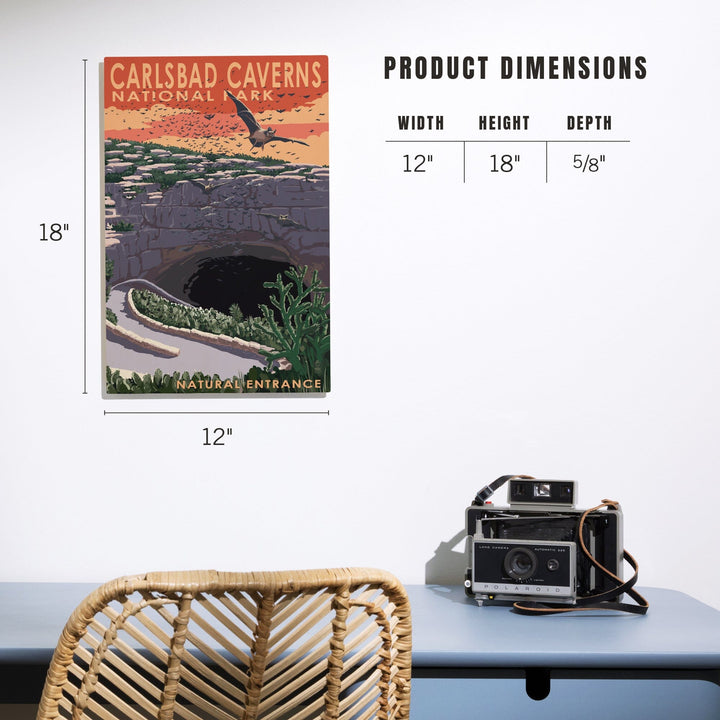 Carlsbad Caverns National Park, New Mexico, Natural Entrance, Painterly Series, Lantern Press Artwork, Wood Signs and Postcards Wood Lantern Press 
