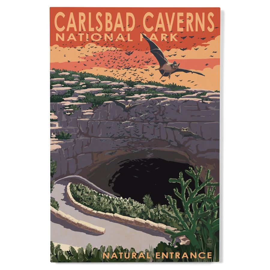 Carlsbad Caverns National Park, New Mexico, Natural Entrance, Painterly Series, Lantern Press Artwork, Wood Signs and Postcards Wood Lantern Press 