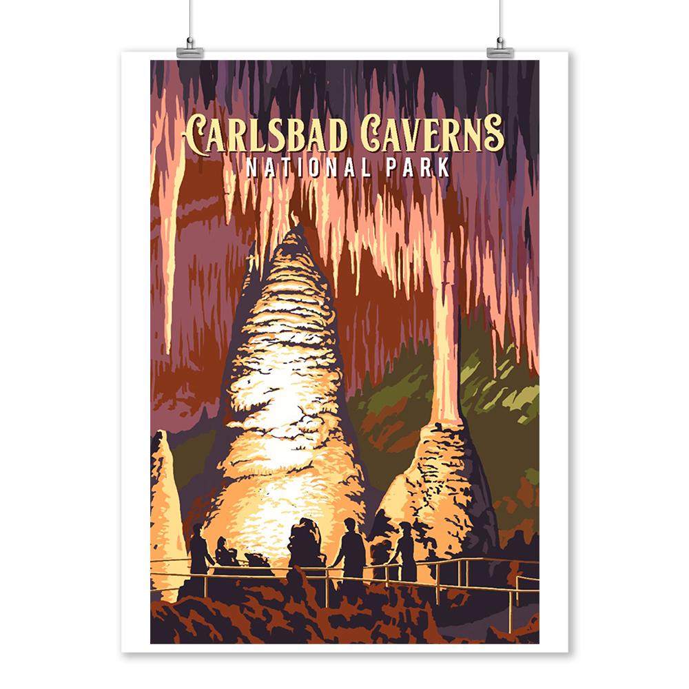 Carlsbad Caverns National Park, New Mexico, Painterly National Park Series, Art Prints and Metal Signs Art Lantern Press 12 x 18 Art Print 
