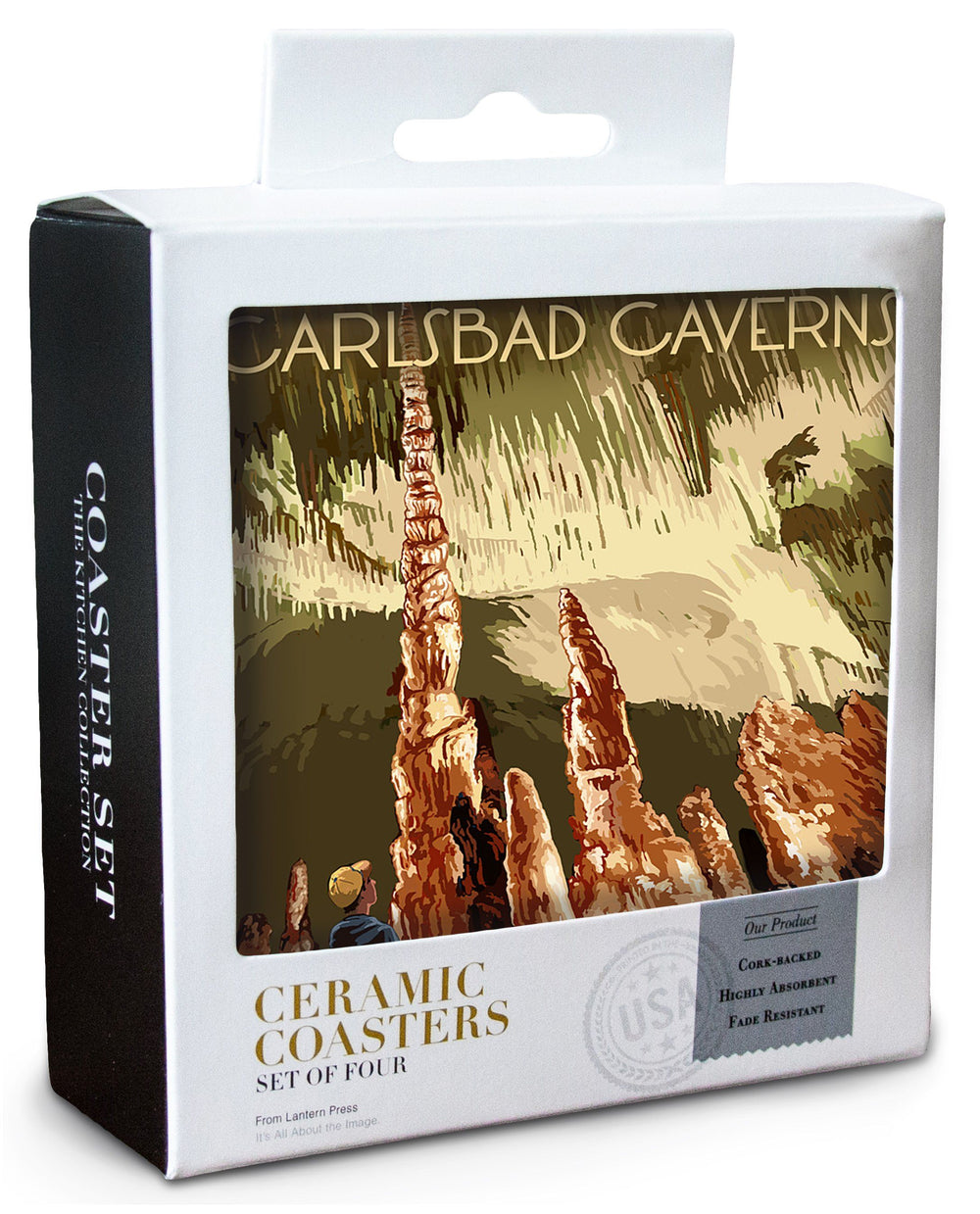 Carlsbad Caverns National Park, New Mexico, The Totem Pole, Lantern Press Poster, Coaster Set Coasters Lantern Press 