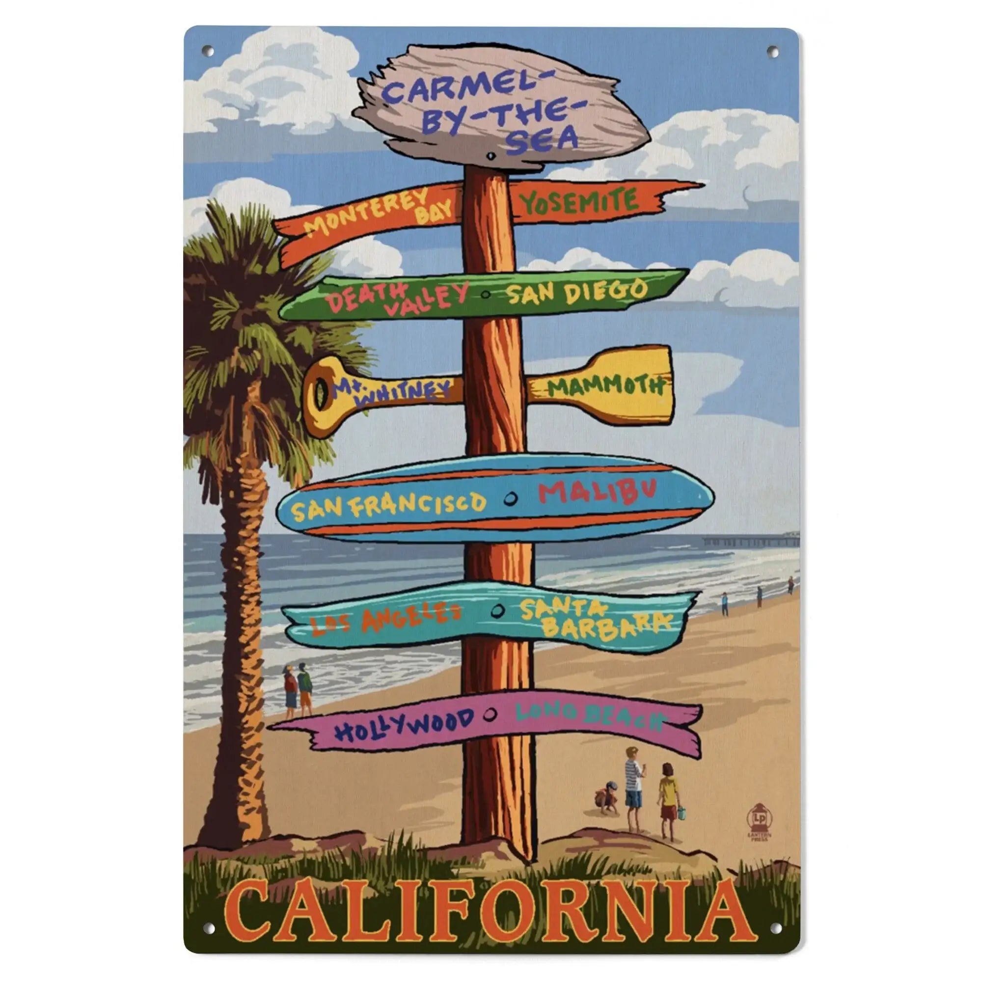 Carmel-by-the-Sea, California, Destination Signpost, Lantern Press Art