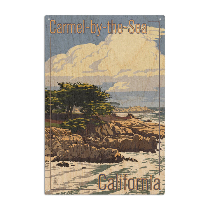 Carmel-by-the-Sea, California, View of Cypress Trees, Lantern Press Artwork, Wood Signs and Postcards Wood Lantern Press 10 x 15 Wood Sign 