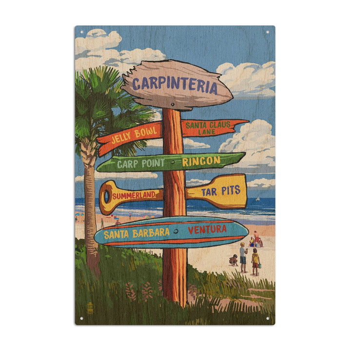 Carpinteria, California, Destination Signpost, Lantern Press Artwork, Wood Signs and Postcards Wood Lantern Press 10 x 15 Wood Sign 